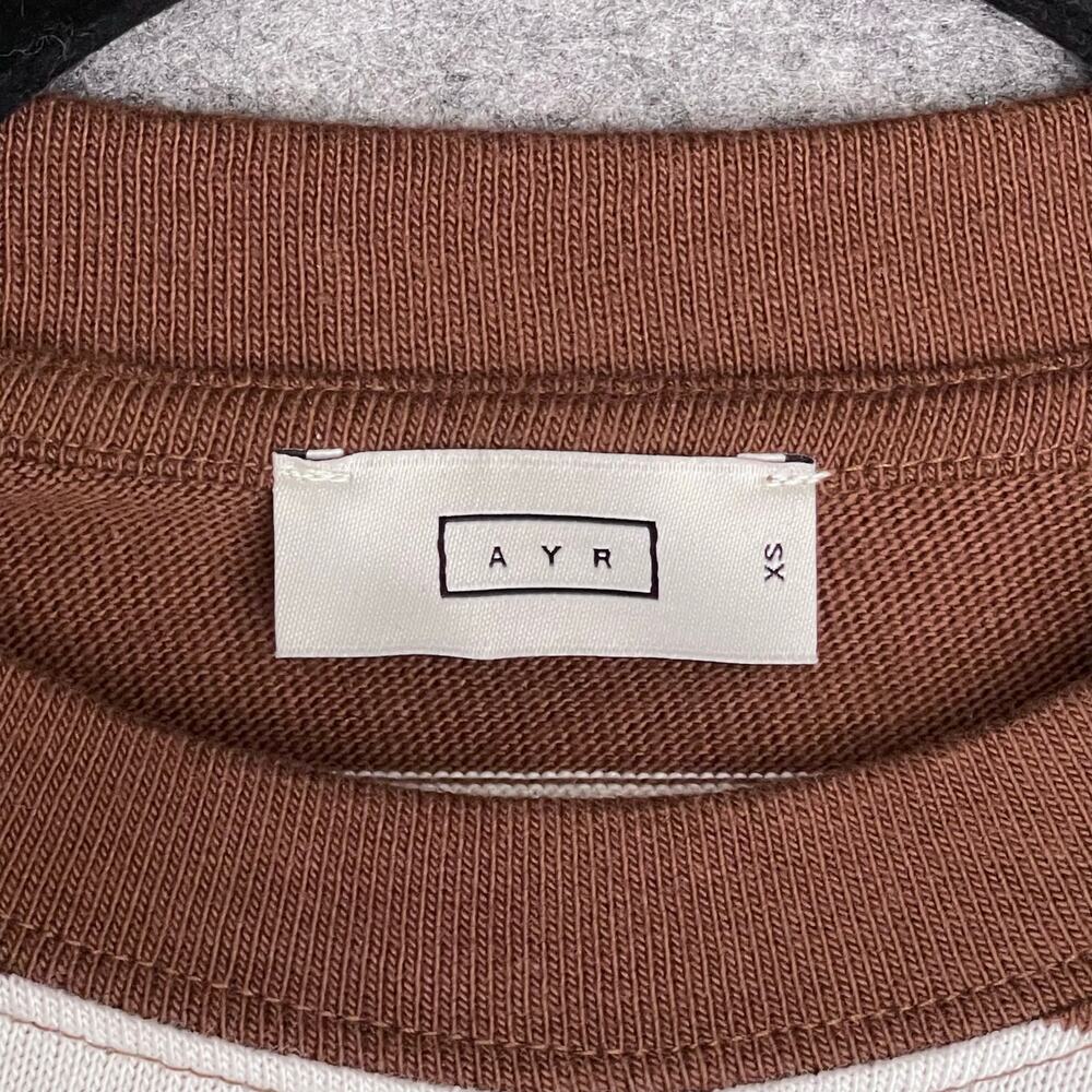 AYR Brown & White Striped Long Sleeve Cotton Top – Size XS - Picture 4 of 7